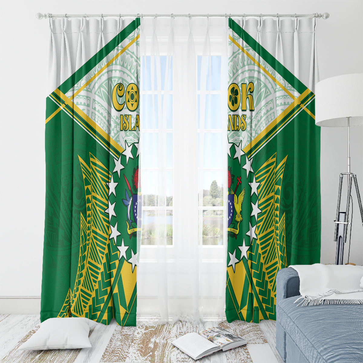 Cook Islands Ra o te Ui Ariki Window Curtain Polynesian Pattern LT05 - Polynesian Pride
