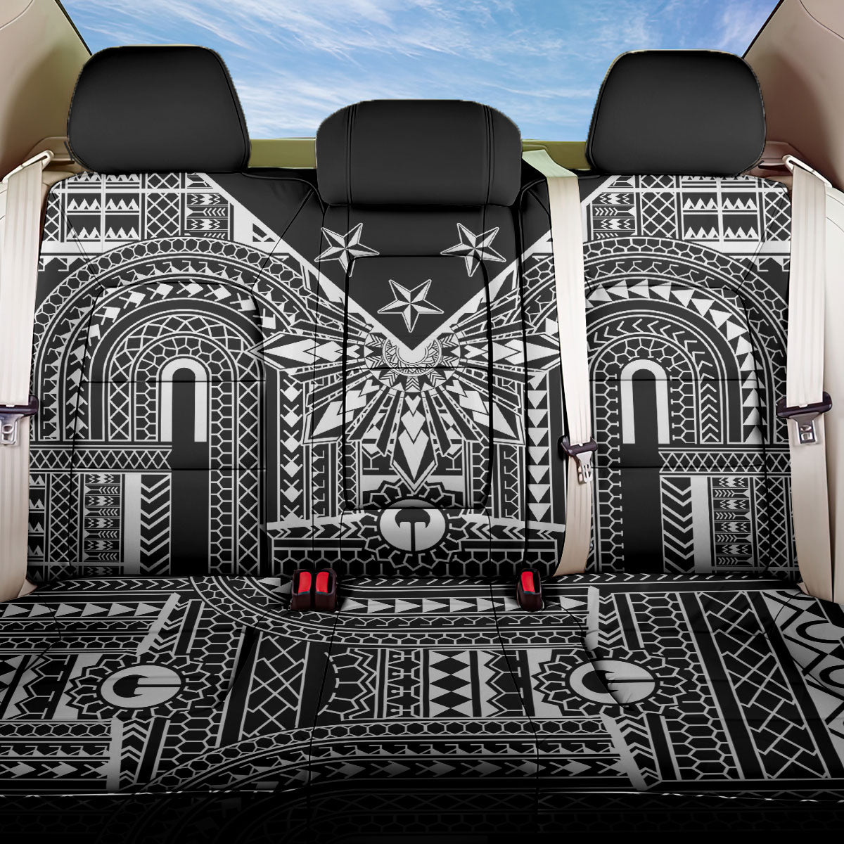 Black Philippines Sun Star Back Car Seat Cover Igorot Tribal Inspiration