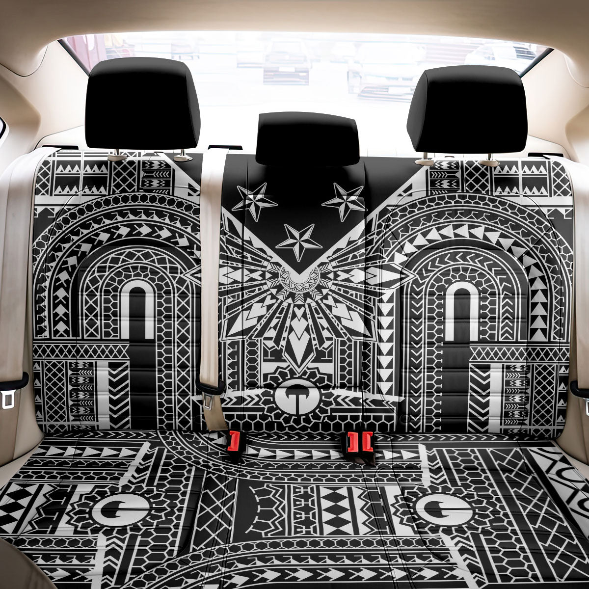 Black Philippines Sun Star Back Car Seat Cover Igorot Tribal Inspiration LT05 - Polynesian Pride