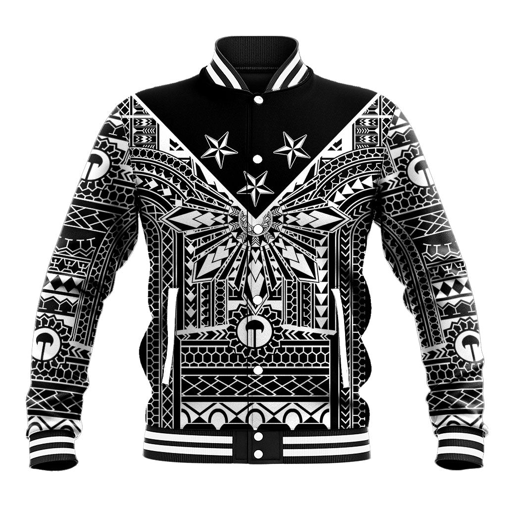 Black Philippines Sun Star Baseball Jacket Igorot Tribal Inspiration LT05 Unisex Black - Polynesian Pride