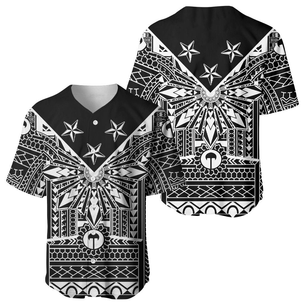 Black Philippines Sun Star Baseball Jersey Igorot Tribal Inspiration LT05 - Polynesian Pride