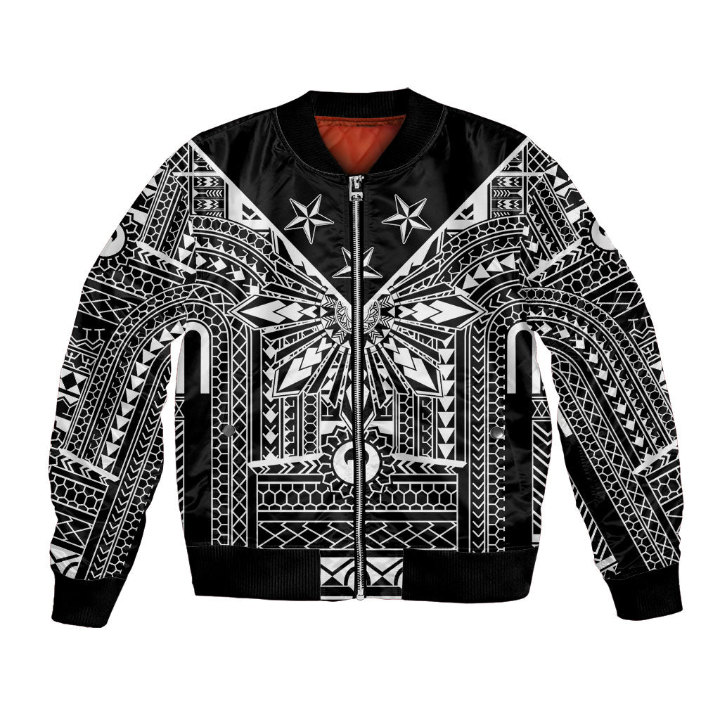 Black Philippines Sun Star Bomber Jacket Igorot Tribal Inspiration LT05 Unisex Black - Polynesian Pride