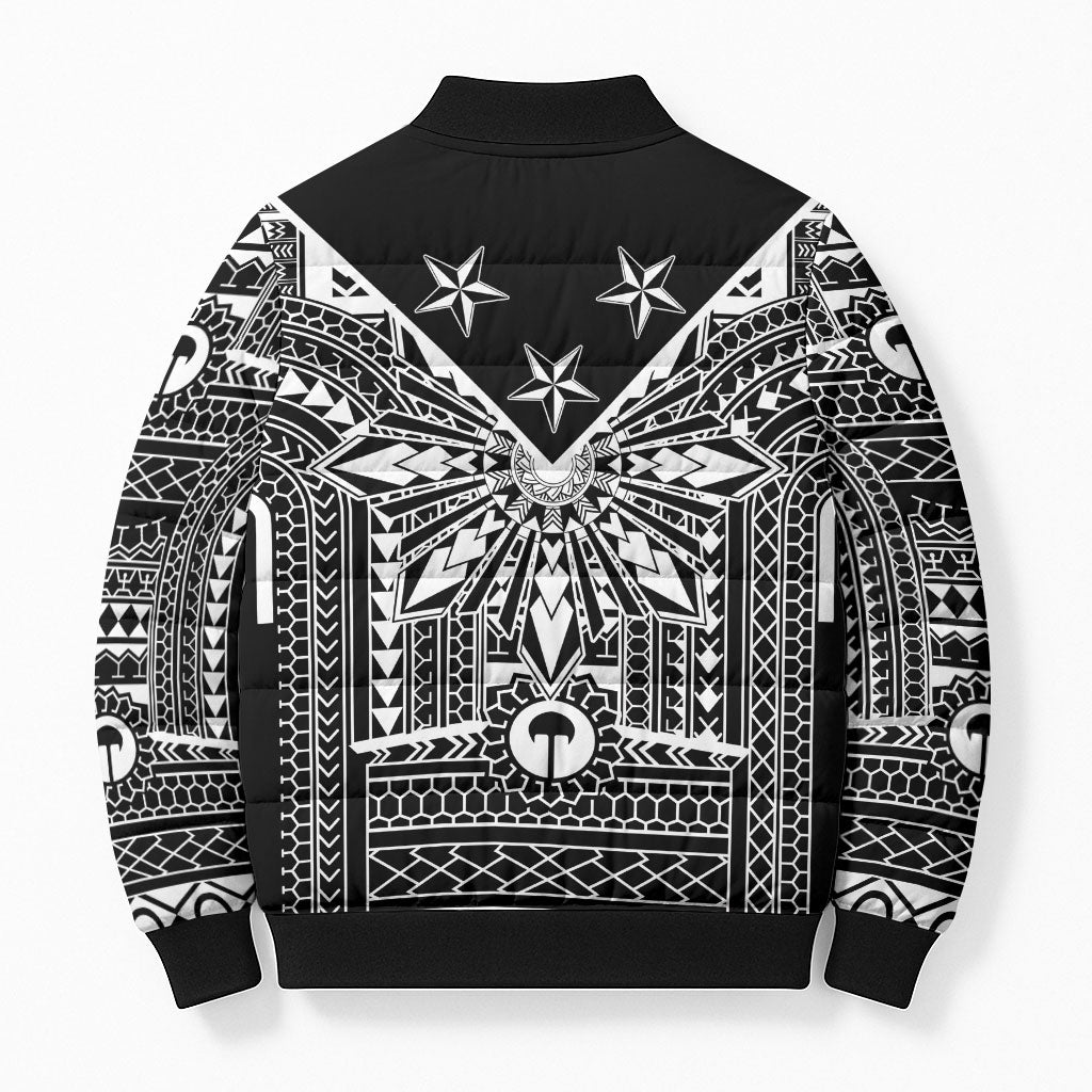 Black Philippines Sun Star Bomber Puffer Jacket Igorot Tribal Inspiration LT05 - Polynesian Pride