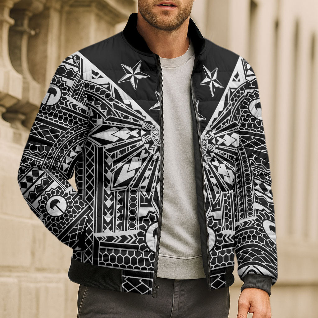 Black Philippines Sun Star Bomber Puffer Jacket Igorot Tribal Inspiration LT05 - Polynesian Pride