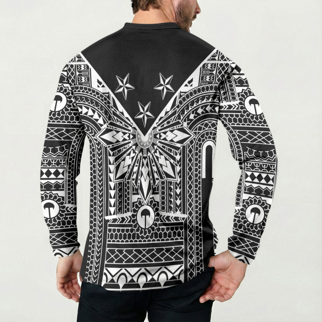 Black Philippines Sun Star Button Sweatshirt Igorot Tribal Inspiration LT05 - Polynesian Pride
