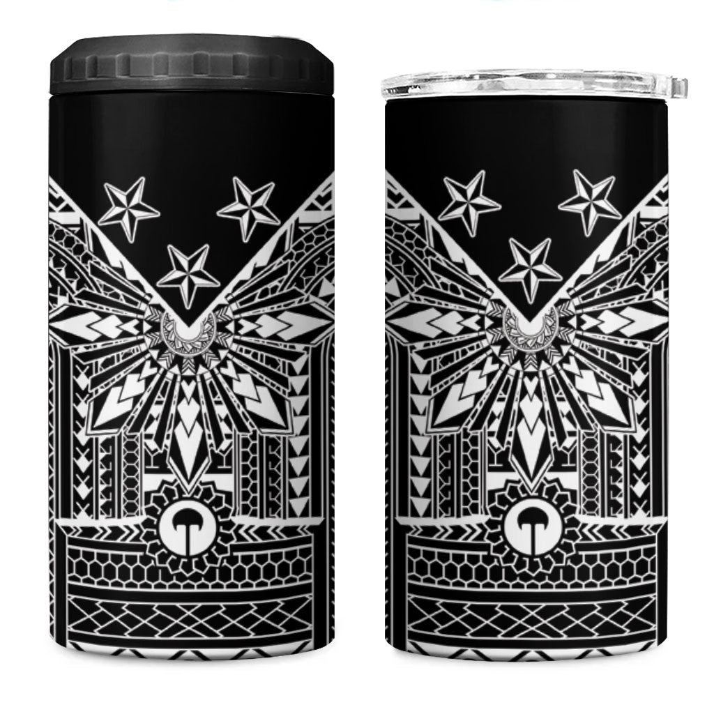 Black Philippines Sun Star 4 in 1 Can Cooler Tumbler Igorot Tribal Inspiration LT05 One Size: 16 oz Black - Polynesian Pride