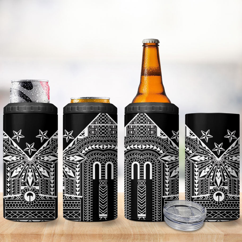 Black Philippines Sun Star 4 in 1 Can Cooler Tumbler Igorot Tribal Inspiration LT05 - Polynesian Pride