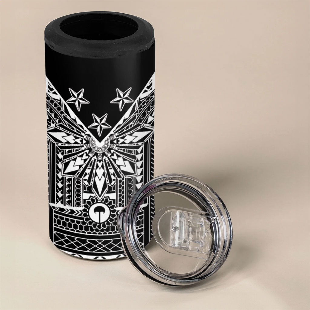 Black Philippines Sun Star 4 in 1 Can Cooler Tumbler Igorot Tribal Inspiration LT05 - Polynesian Pride