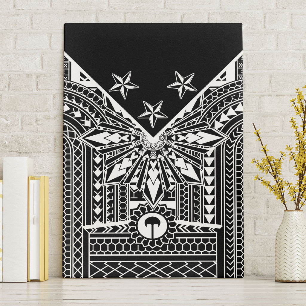 Black Philippines Sun Star Canvas Wall Art Igorot Tribal Inspiration LT05 Without Frame Black - Polynesian Pride