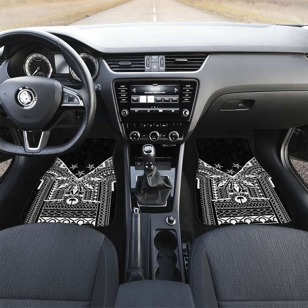 Black Philippines Sun Star Car Mats Igorot Tribal Inspiration LT05 Set 2pcs - Front Black - Polynesian Pride