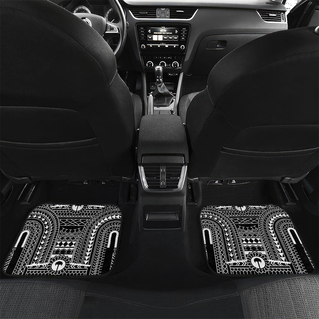 Black Philippines Sun Star Car Mats Igorot Tribal Inspiration LT05 Set 2pcs - Back Black - Polynesian Pride