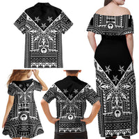 Black Philippines Sun Star Family Matching Off Shoulder Maxi Dress and Hawaiian Shirt Igorot Tribal Inspiration