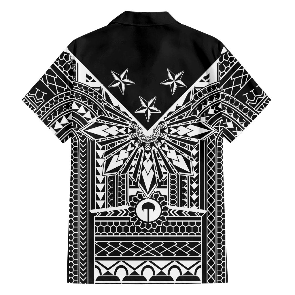 Black Philippines Sun Star Family Matching Off Shoulder Short Dress and Hawaiian Shirt Igorot Tribal Inspiration