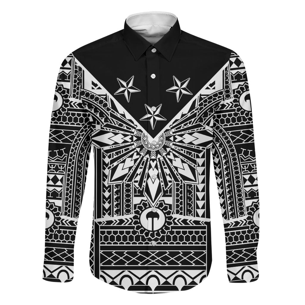 Black Philippines Sun Star Family Matching Off Shoulder Short Dress and Hawaiian Shirt Igorot Tribal Inspiration