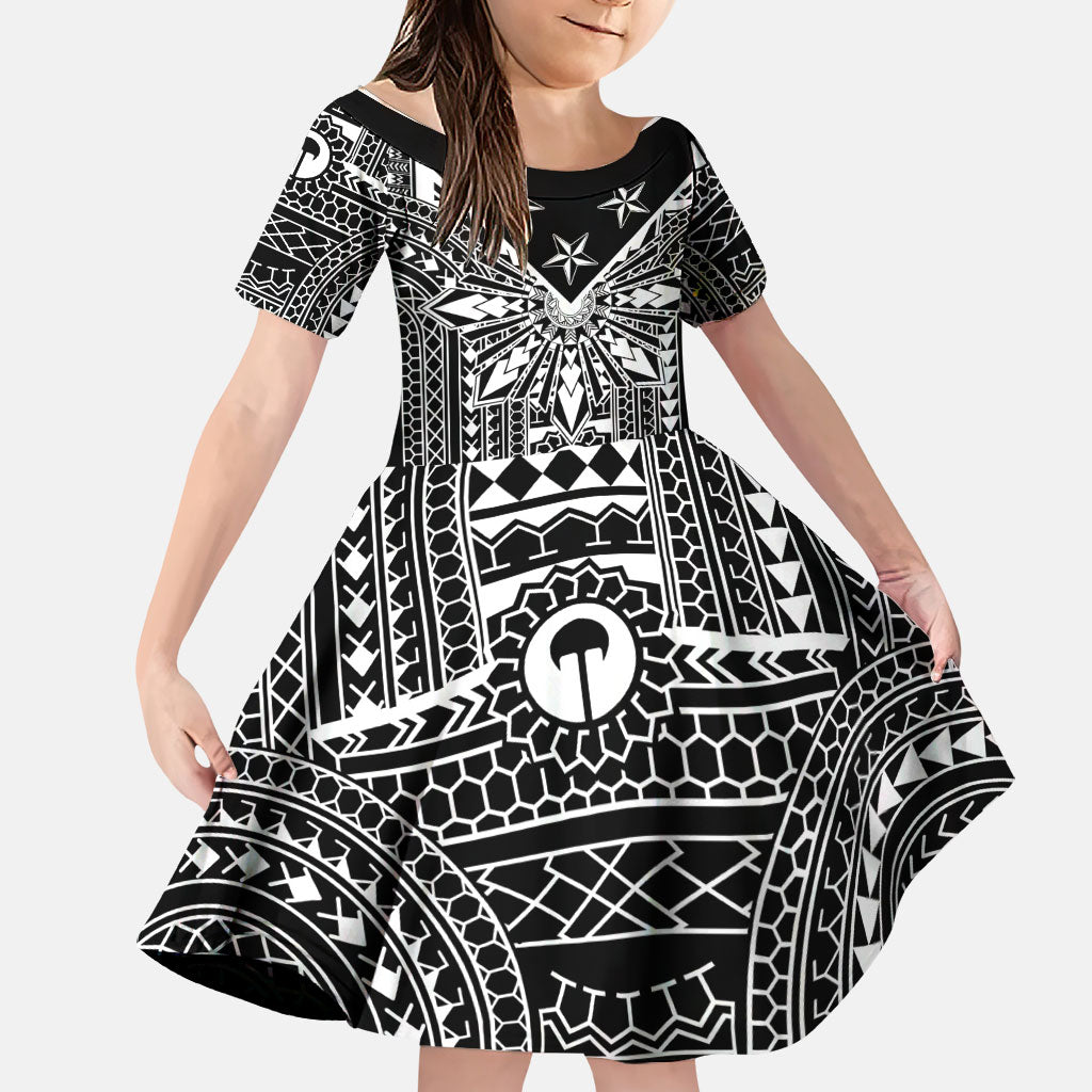Black Philippines Sun Star Family Matching Summer Maxi Dress and Hawaiian Shirt Igorot Tribal Inspiration