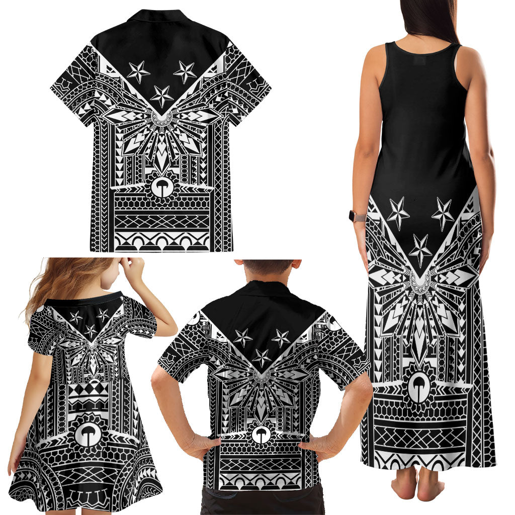 Black Philippines Sun Star Family Matching Tank Maxi Dress and Hawaiian Shirt Igorot Tribal Inspiration