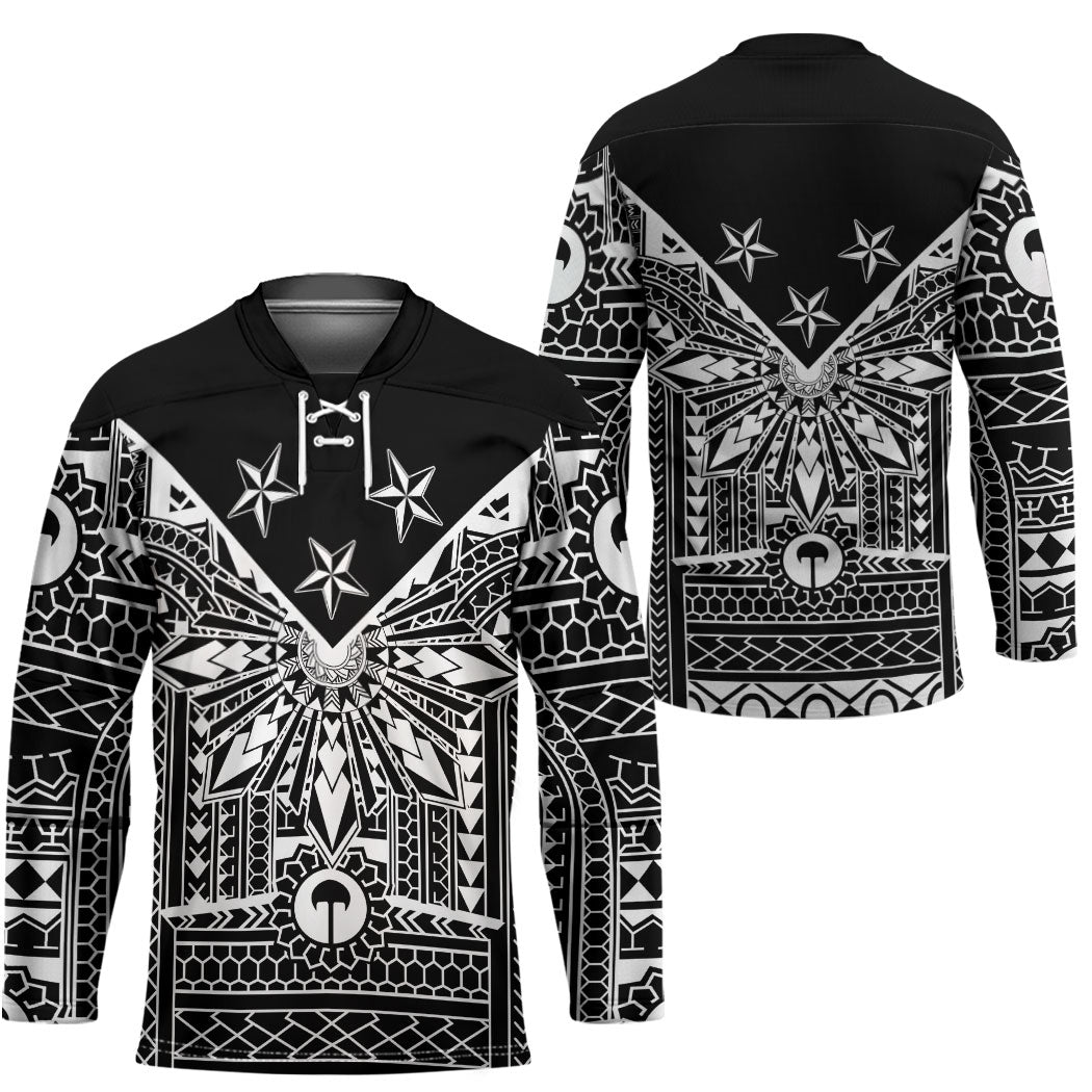 Black Philippines Sun Star Hockey Jersey Igorot Tribal Inspiration LT05 - Polynesian Pride