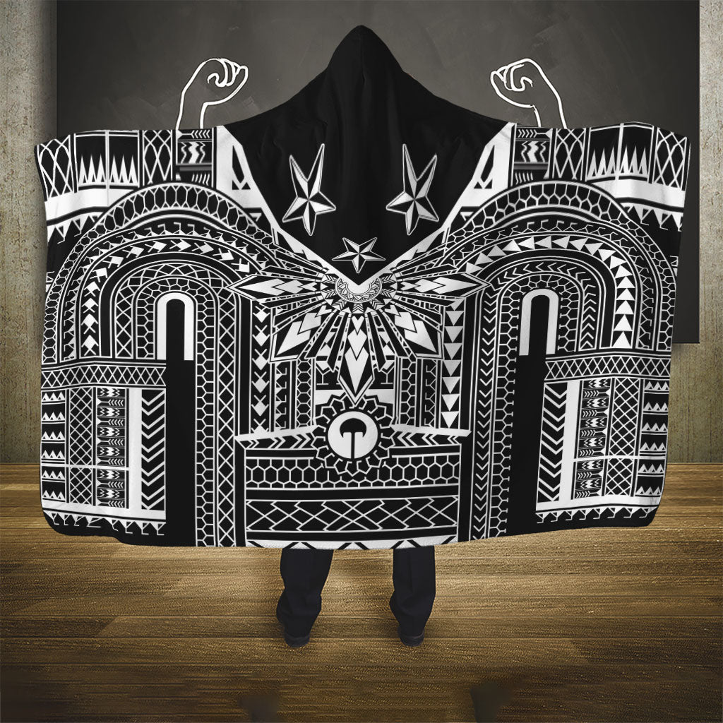 Black Philippines Sun Star Hooded Blanket Igorot Tribal Inspiration LT05 - Polynesian Pride