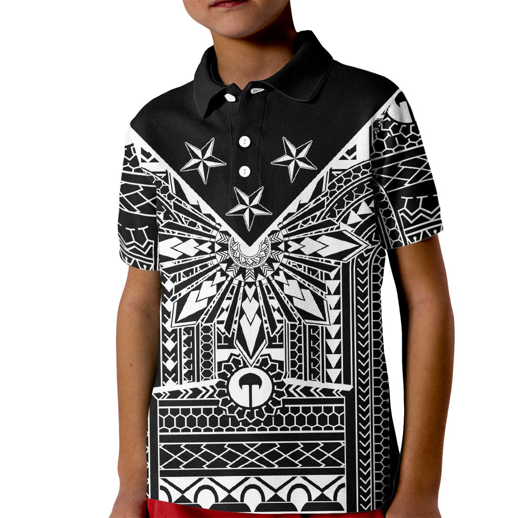 Black Philippines Sun Star Kid Polo Shirt Igorot Tribal Inspiration LT05 Kid Black - Polynesian Pride