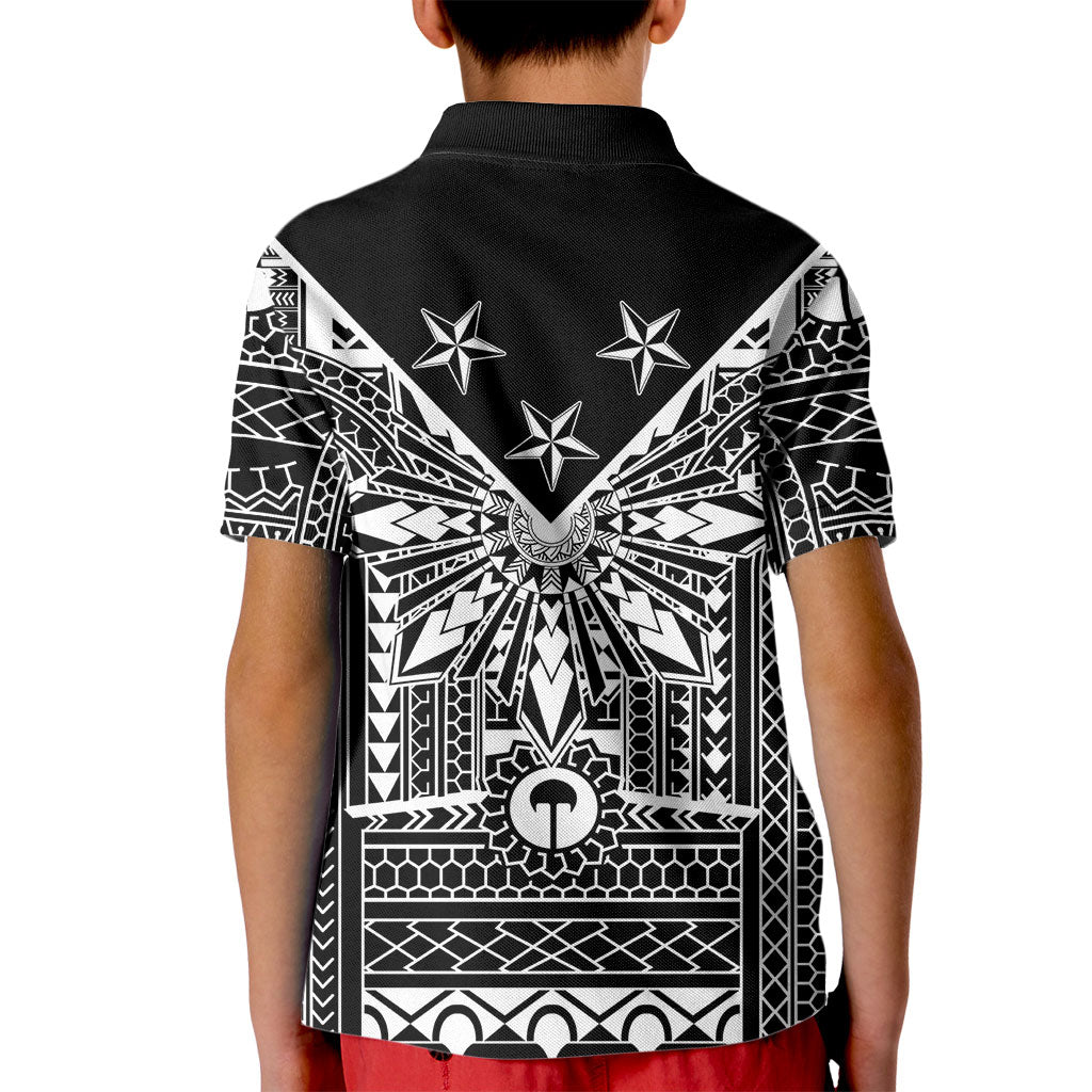 Black Philippines Sun Star Kid Polo Shirt Igorot Tribal Inspiration LT05 - Polynesian Pride