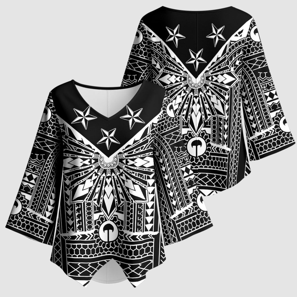 Black Philippines Sun Star Kimono Sleeve Blouse Igorot Tribal Inspiration LT05 - Polynesian Pride