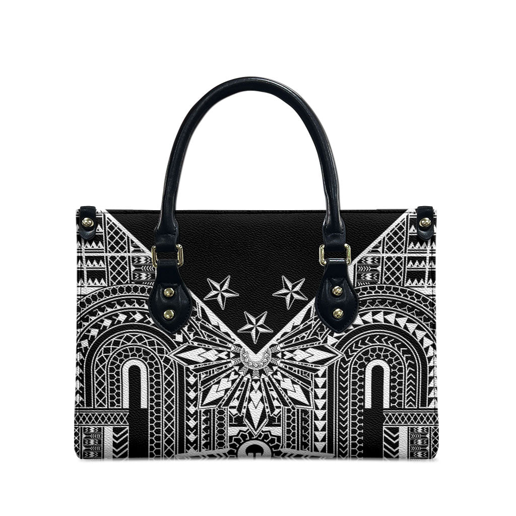 Black Philippines Sun Star Leather Bag Igorot Tribal Inspiration LT05 - Polynesian Pride