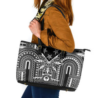 Black Philippines Sun Star Leather Tote Bag Igorot Tribal Inspiration LT05 Black - Polynesian Pride