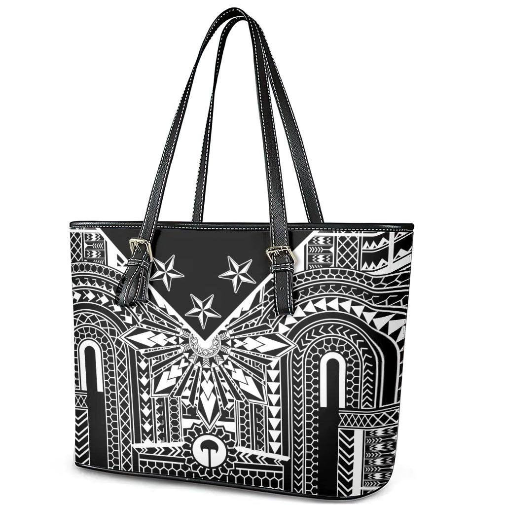 Black Philippines Sun Star Leather Tote Bag Igorot Tribal Inspiration LT05 - Polynesian Pride
