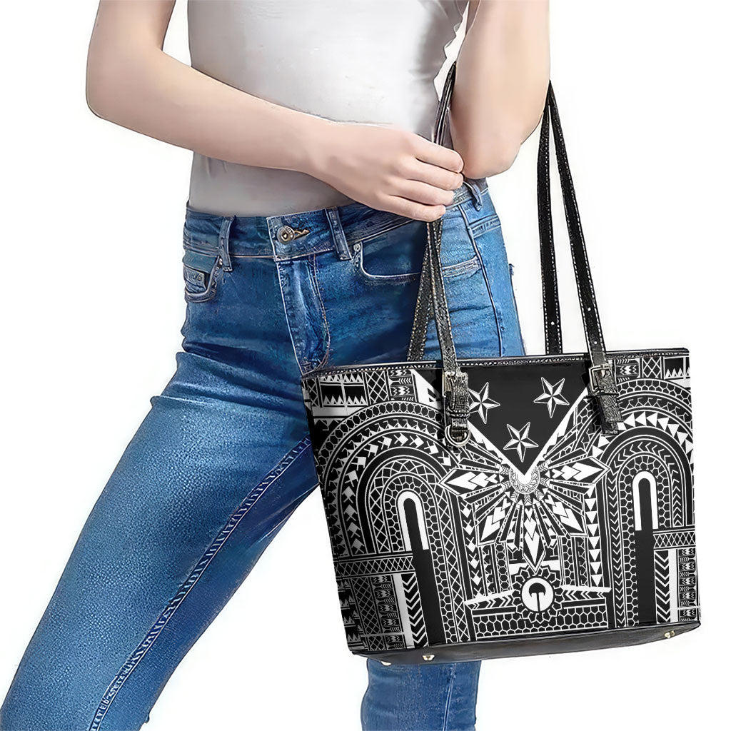 Black Philippines Sun Star Leather Tote Bag Igorot Tribal Inspiration LT05 - Polynesian Pride
