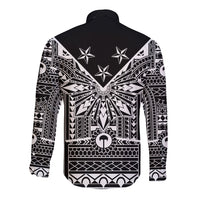Black Philippines Sun Star Long Sleeve Button Shirt Igorot Tribal Inspiration LT05 - Polynesian Pride
