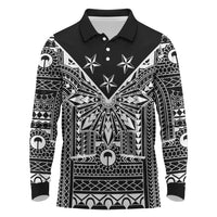 Black Philippines Sun Star Long Sleeve Polo Shirt Igorot Tribal Inspiration LT05 Black - Polynesian Pride