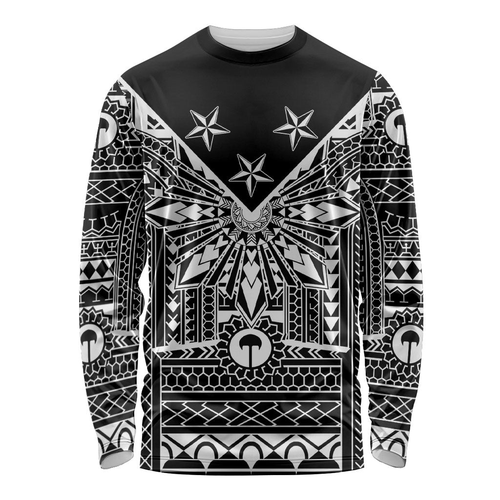 Black Philippines Sun Star Long Sleeve Shirt Igorot Tribal Inspiration LT05 Unisex Black - Polynesian Pride