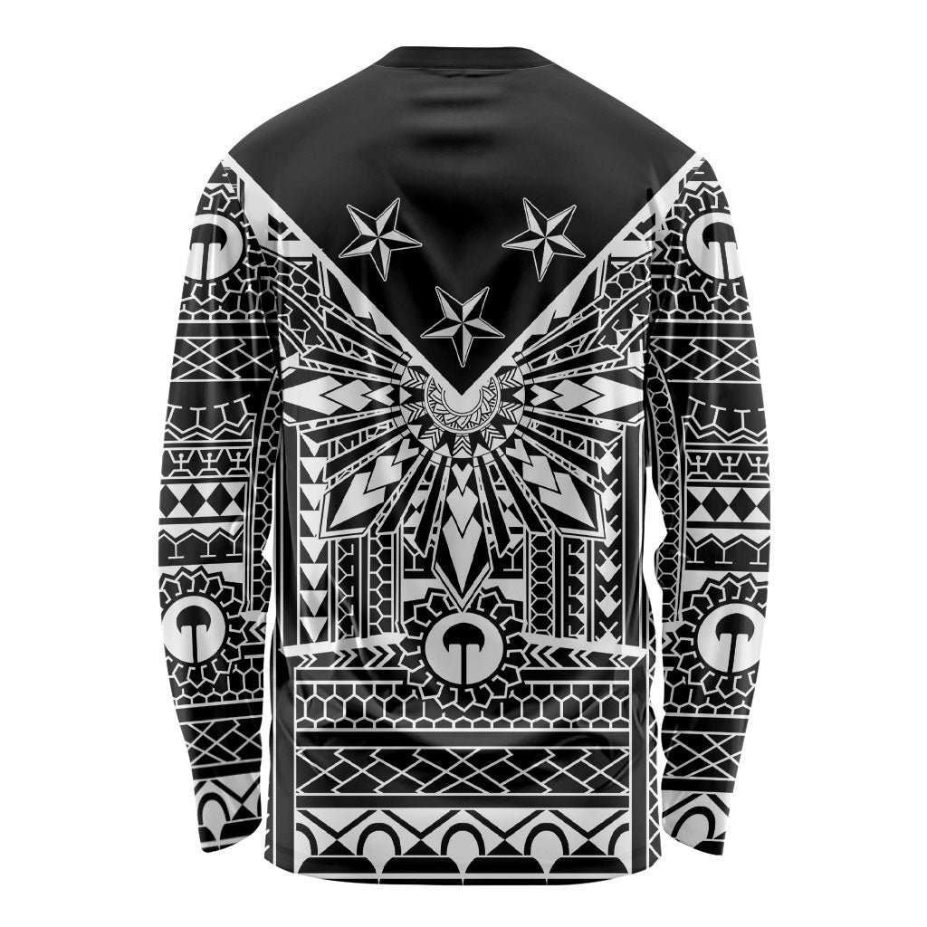 Black Philippines Sun Star Long Sleeve Shirt Igorot Tribal Inspiration LT05 - Polynesian Pride