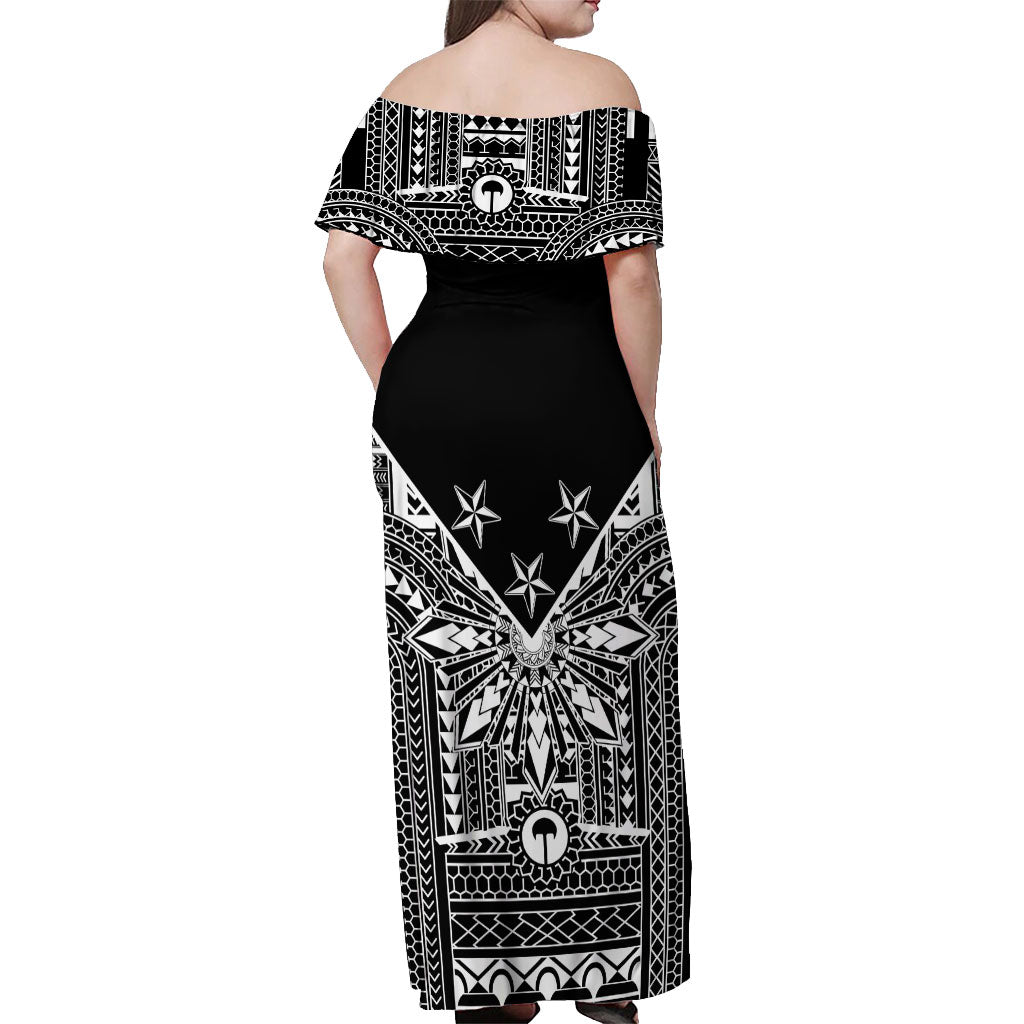 Black Philippines Sun Star Off Shoulder Maxi Dress Igorot Tribal Inspiration LT05 - Polynesian Pride