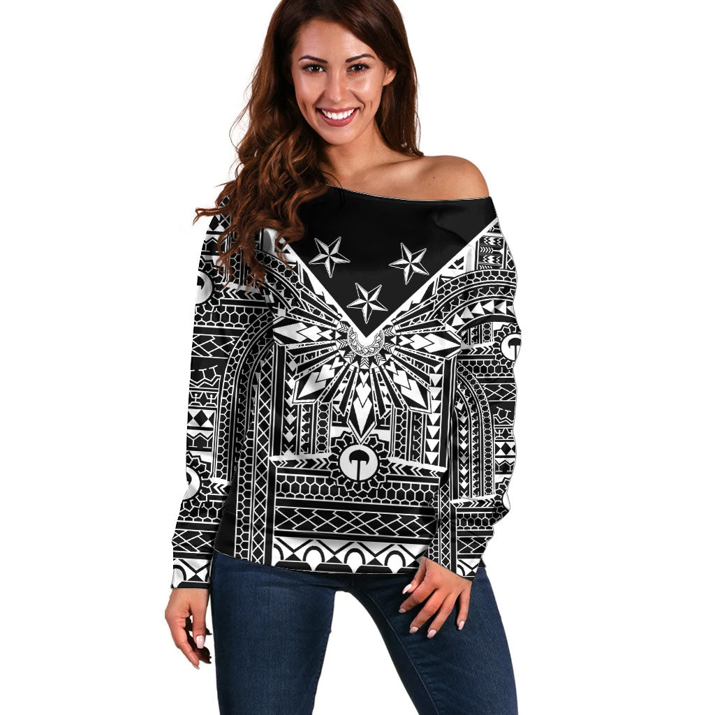 Black Philippines Sun Star Off Shoulder Sweater Igorot Tribal Inspiration