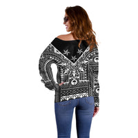 Black Philippines Sun Star Off Shoulder Sweater Igorot Tribal Inspiration LT05 - Polynesian Pride