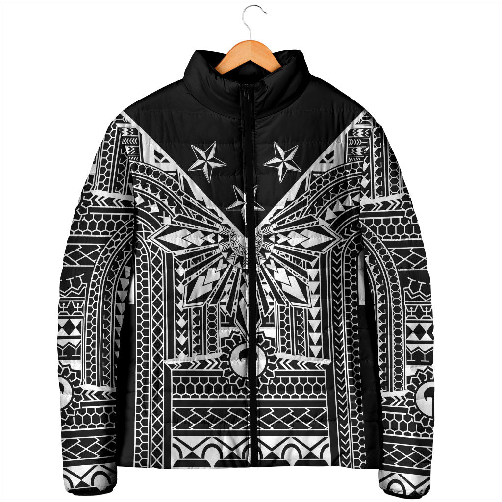 Black Philippines Sun Star Padded Jacket Igorot Tribal Inspiration LT05 - Polynesian Pride