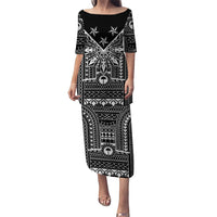 Black Philippines Sun Star Puletasi Igorot Tribal Inspiration LT05 Long Dress Black - Polynesian Pride