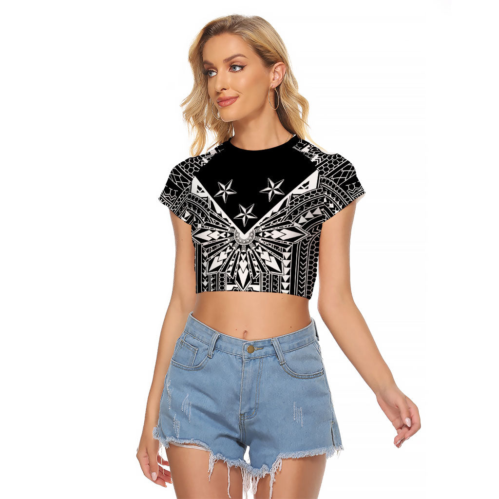 Black Philippines Sun Star Raglan Cropped T Shirt Igorot Tribal Inspiration LT05 Female Black - Polynesian Pride