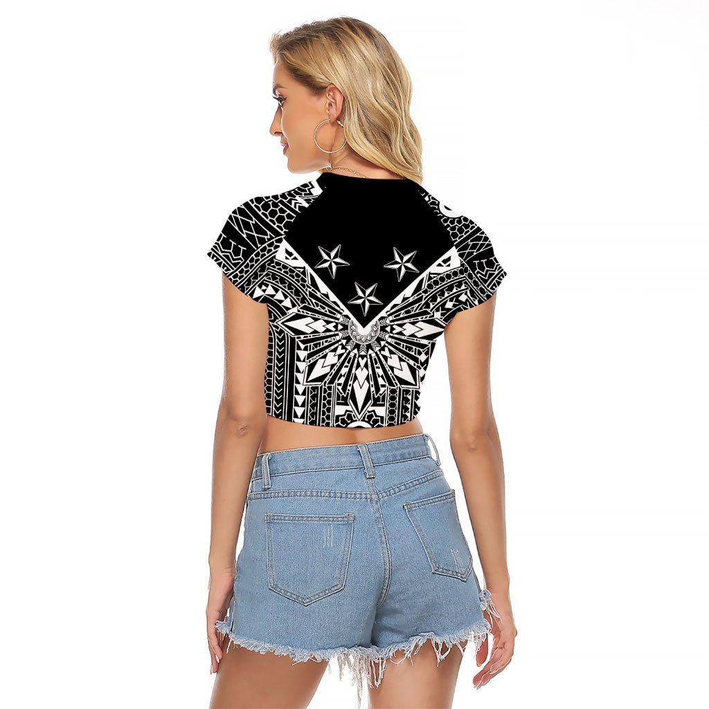 Black Philippines Sun Star Raglan Cropped T Shirt Igorot Tribal Inspiration LT05 - Polynesian Pride