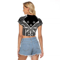 Black Philippines Sun Star Raglan Cropped T Shirt Igorot Tribal Inspiration LT05 - Polynesian Pride