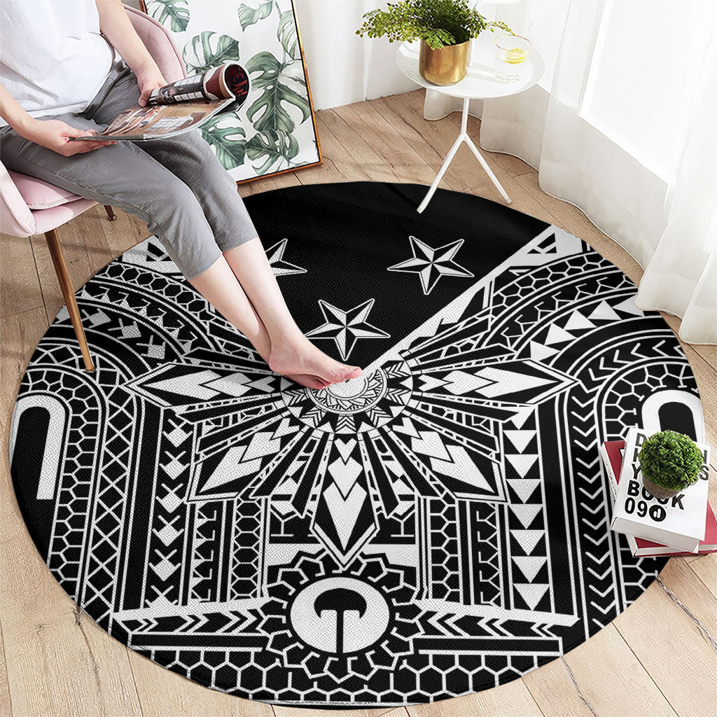 Black Philippines Sun Star Round Carpet Igorot Tribal Inspiration LT05 - Polynesian Pride