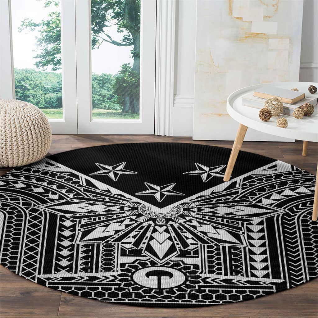 Black Philippines Sun Star Round Carpet Igorot Tribal Inspiration LT05 - Polynesian Pride