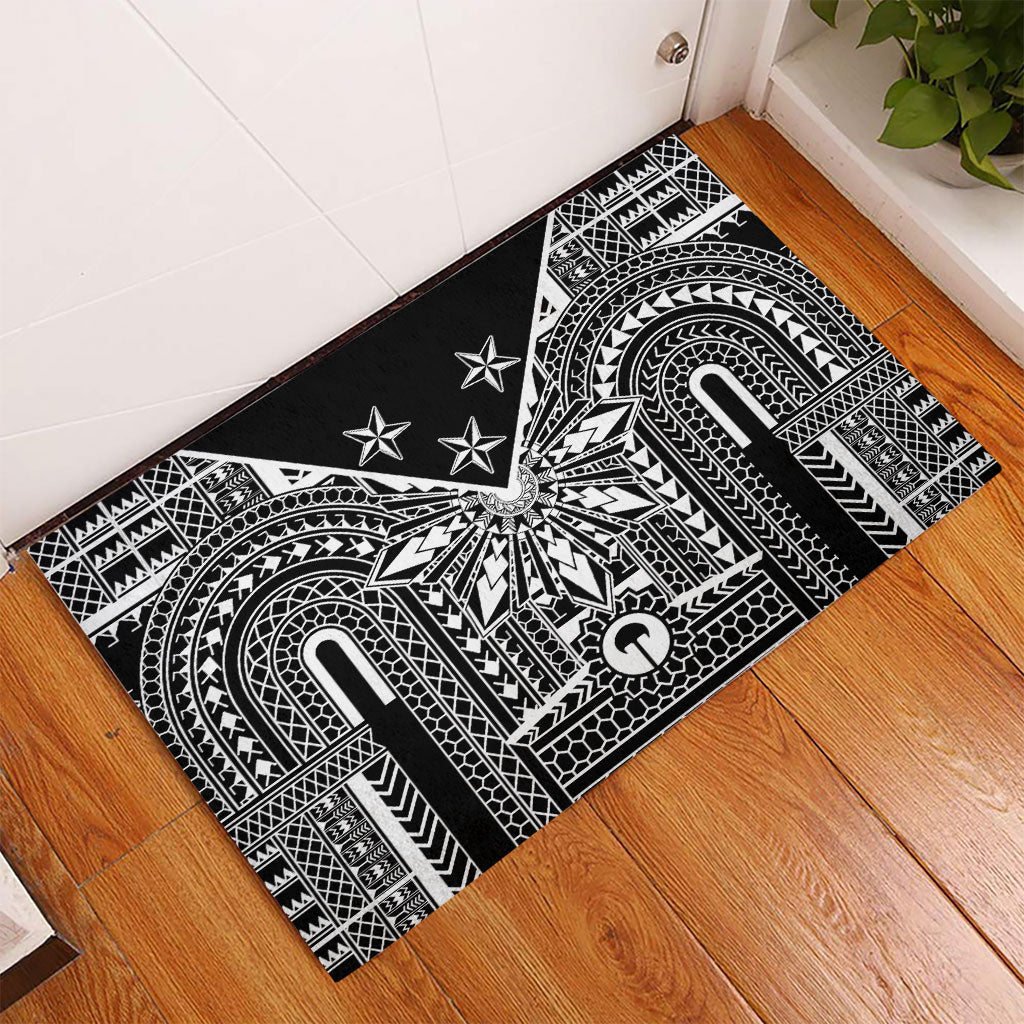 Black Philippines Sun Star Rubber Doormat Igorot Tribal Inspiration LT05 - Polynesian Pride