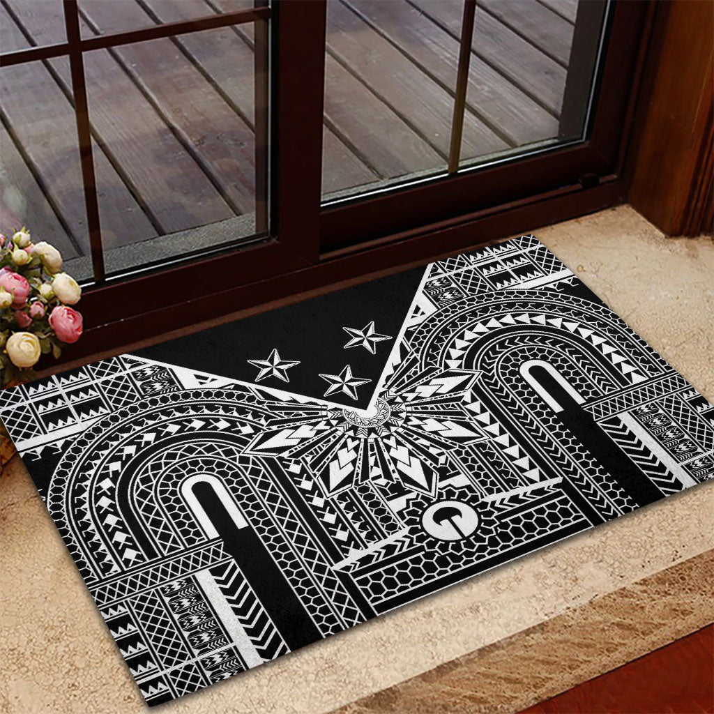 Black Philippines Sun Star Rubber Doormat Igorot Tribal Inspiration LT05 - Polynesian Pride