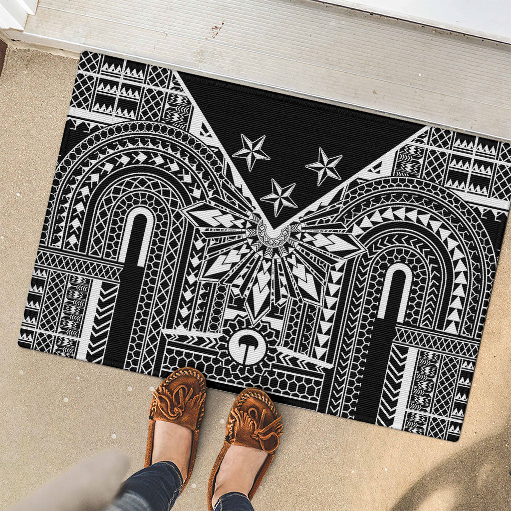 Black Philippines Sun Star Rubber Doormat Igorot Tribal Inspiration LT05 - Polynesian Pride