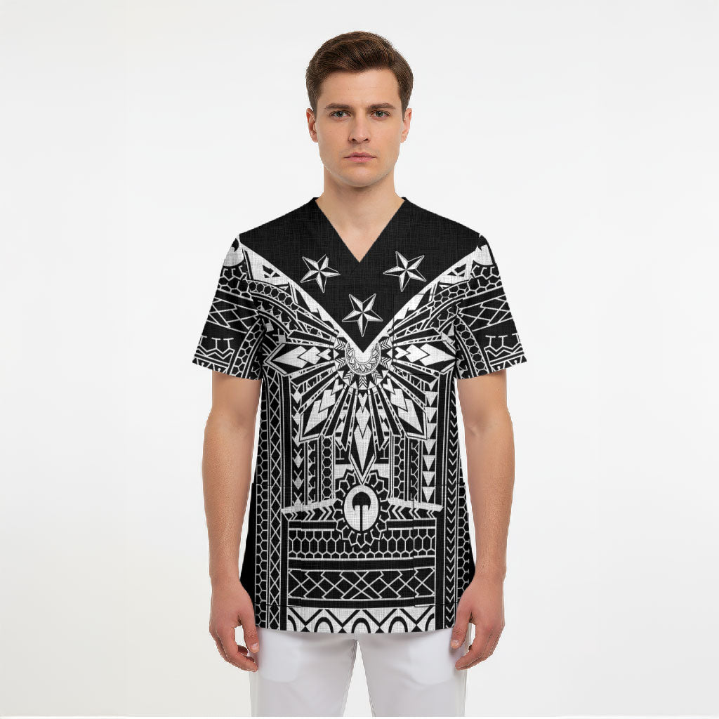 Black Philippines Sun Star Scrub Top Igorot Tribal Inspiration LT05 - Polynesian Pride