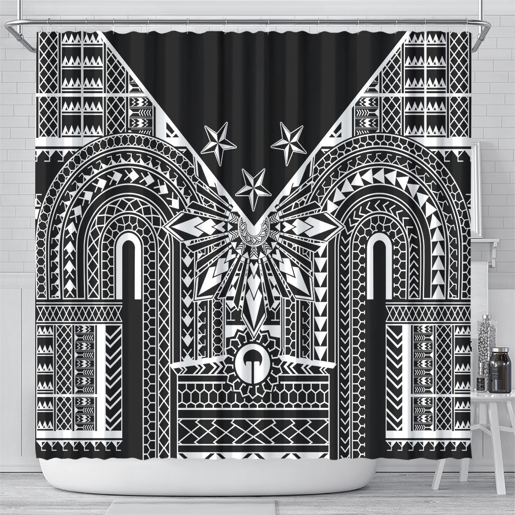Black Philippines Sun Star Shower Curtain Igorot Tribal Inspiration LT05 - Polynesian Pride