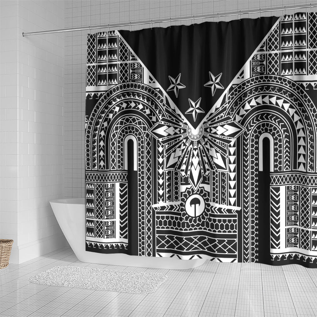 Black Philippines Sun Star Shower Curtain Igorot Tribal Inspiration LT05 - Polynesian Pride