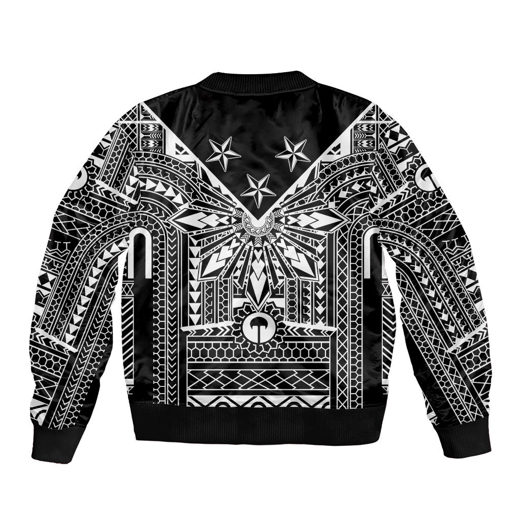 Black Philippines Sun Star Sleeve Zip Bomber Jacket Igorot Tribal Inspiration